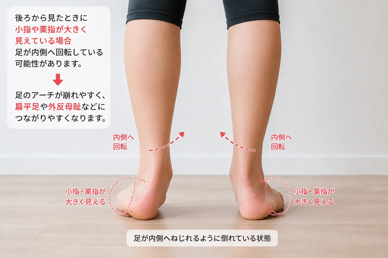後ろから見たときに小指や薬指が大きく見えている